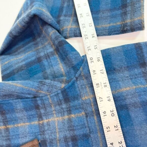 John Wayne Wooly  Fleece Sweater Mens Small Blue Quarter Snap Button Plaid New - Picture 6 of 11